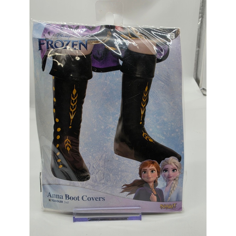 Disney Frozen Anna Boot Covers Toddler Size 5-6T Spirit Halloween Black Gold